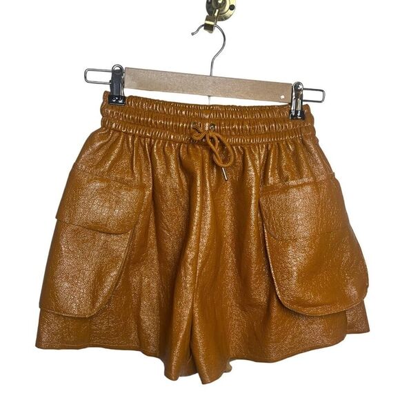 BURU Faux Leather Paperbag Drawstring Shorts Sz. XS/S - Picture 1 of 3